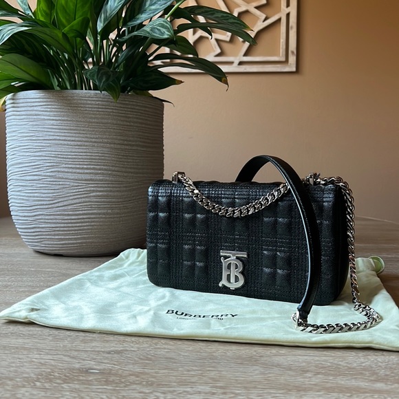 Burberry Handbags - Burberry Small Lola Quilted Check Leather Shoulder Bag Black